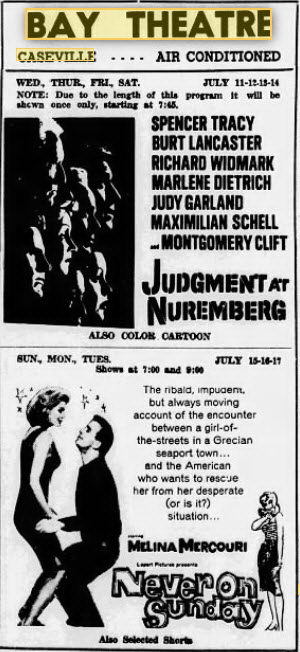 Bay Theatre - July 12 1962 Ad (newer photo)